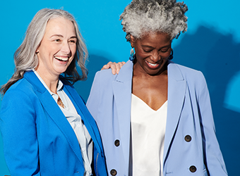 Two diverse  older women, Caucasian and African American image
