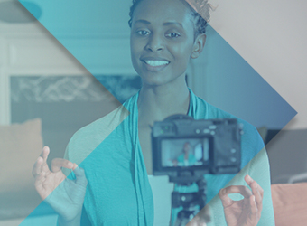 graphic-styled image of African American woman in front of camera