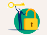 Illustration of man with lock and key
