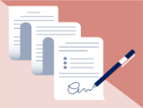 illustration, pen, with pocket clip, signing scroll document