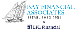 Bay Financial Associates established 1951, all caps, sailboat with 3 sails on left