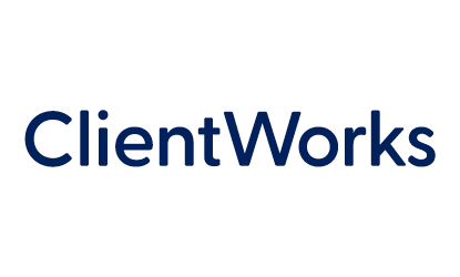 ClientWorks logo, conjoined text with initial cap C and W