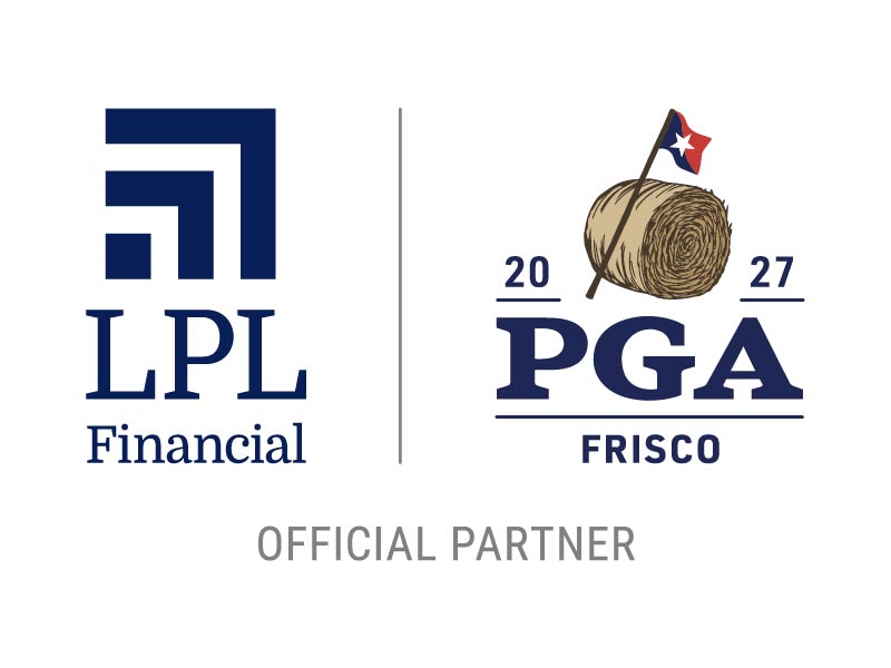 LPL Financial logo with text, 2027 PGA FRISCO logo with text, ending with Official Partner text