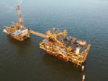 Oil production rig in the ocean