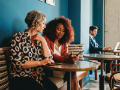 Business people working at a cafe