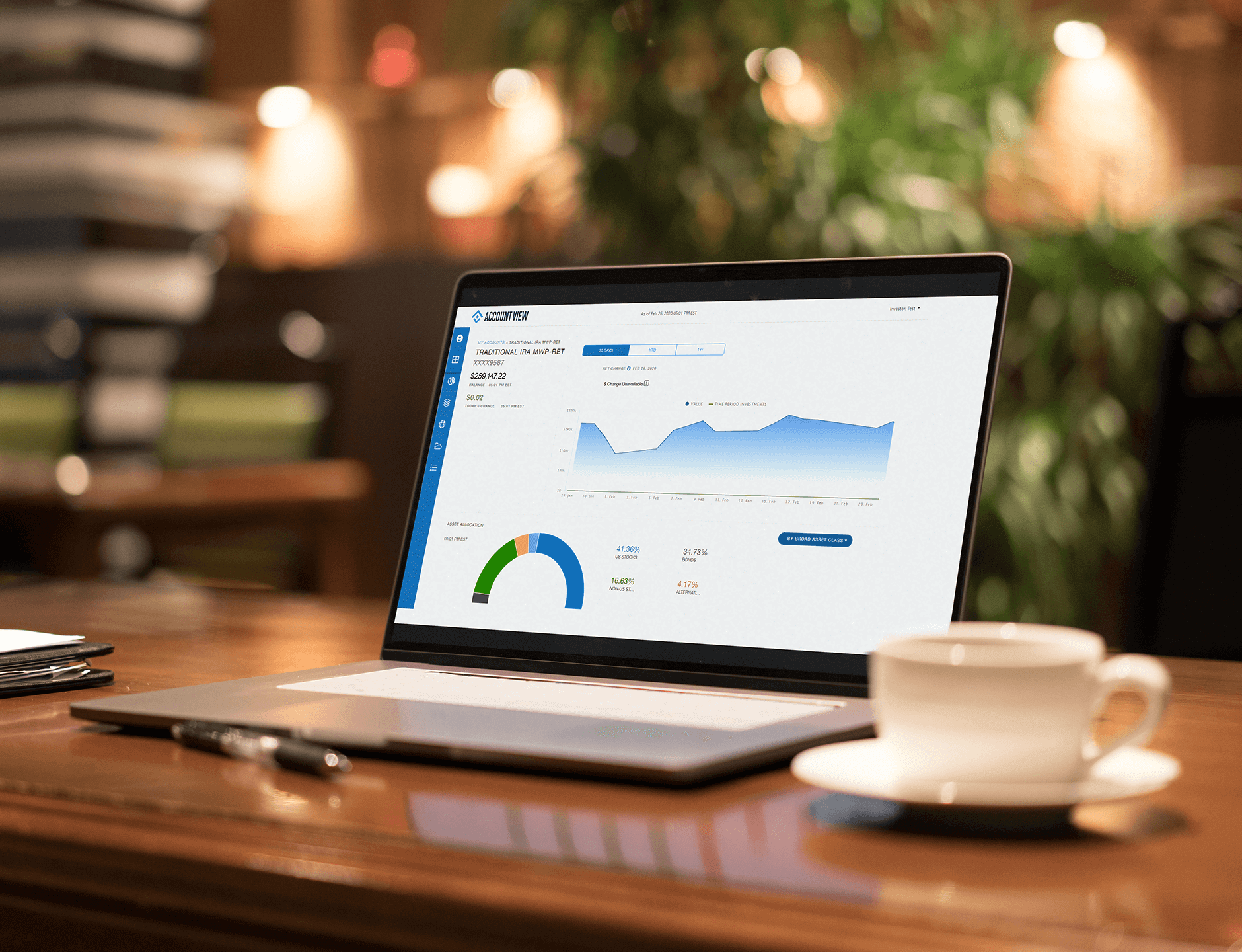 open laptop screen with accountview showing