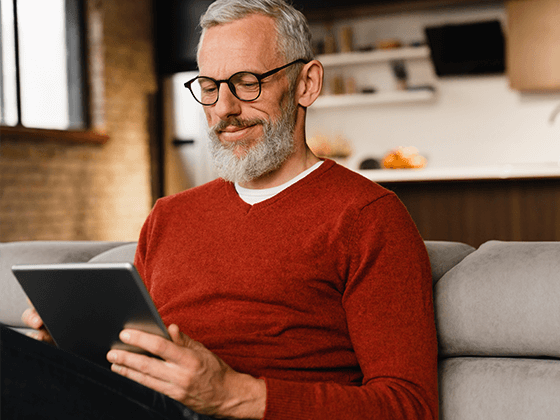 man using tablet