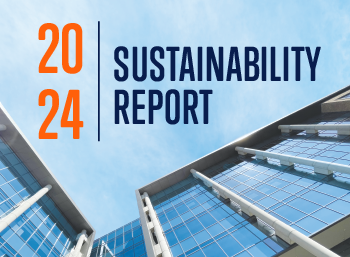 angular outside view of Fort Mill's LPL Financial corporate headquarters with 2024 Sustainability Report text added