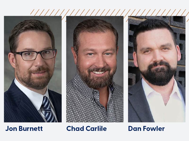 Financial advisors Jon Burnett, Chad Carlile, and Dan Fowler