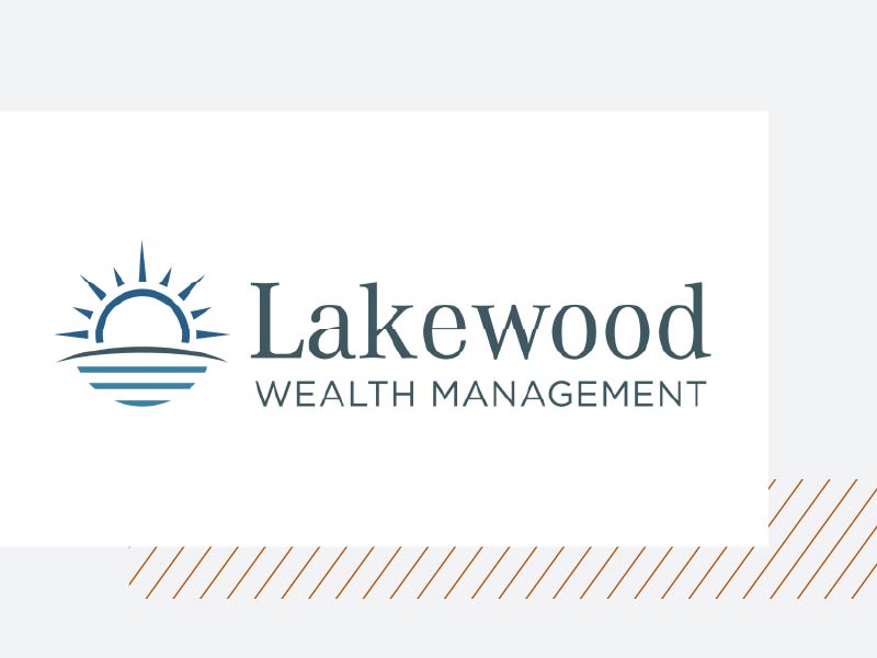 Lakewood WEALTH MANAGEMENT text with sunrise over lake logo symbol