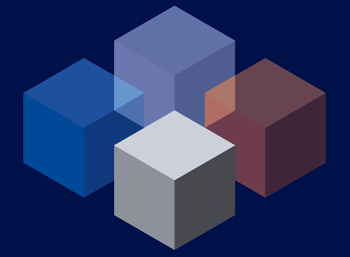 4 multi colored 3d blocks image on dark blue background