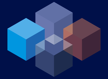 4 multi colored 3d blocks image on dark blue background