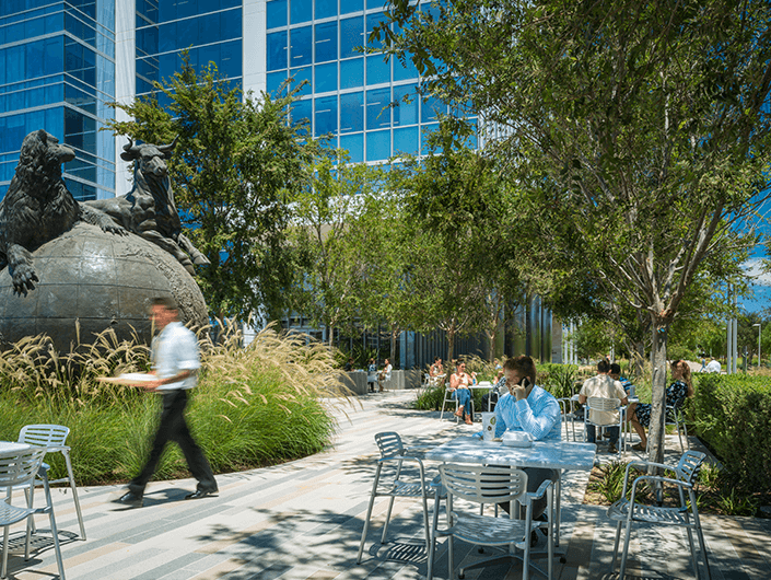 person walking outdoors at lpl financial san diego corporate office