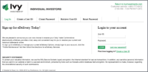 Ivy Investments Login Screenshot